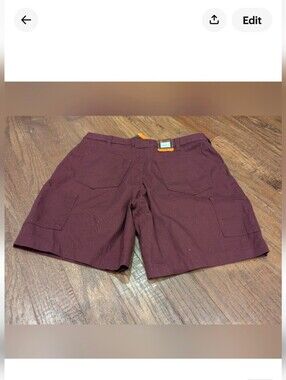 Women's Ranch tough flex canvas cargo shorts Fig/Burgandy Sz 12 New!